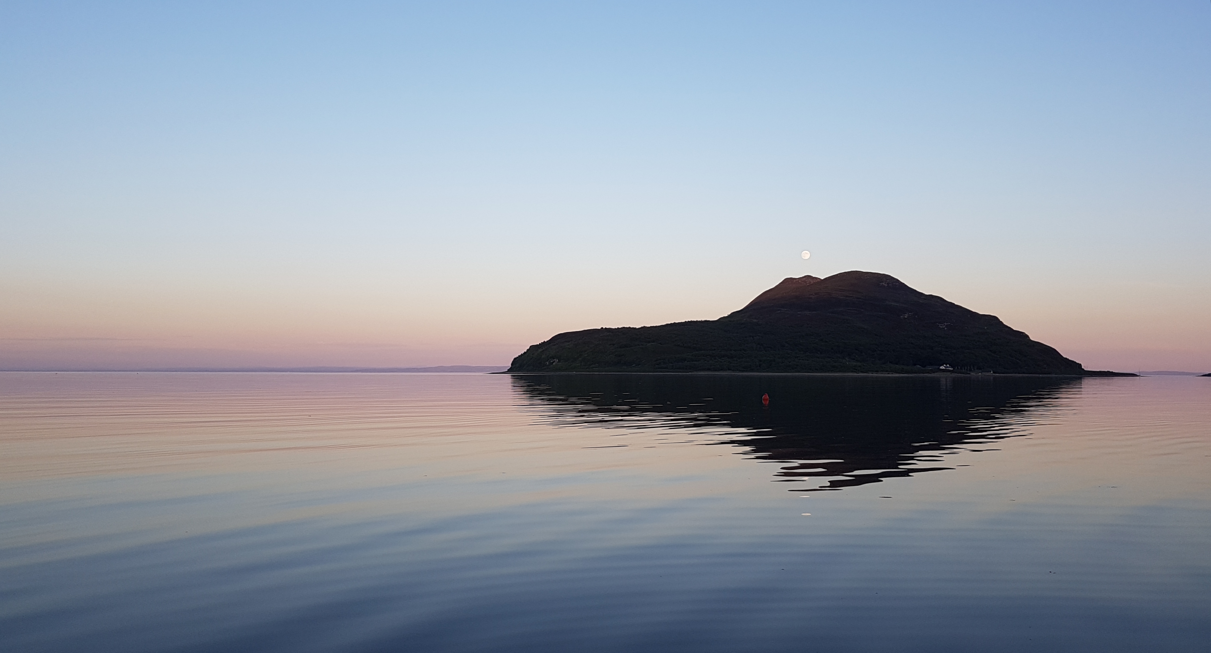An island at sunset.